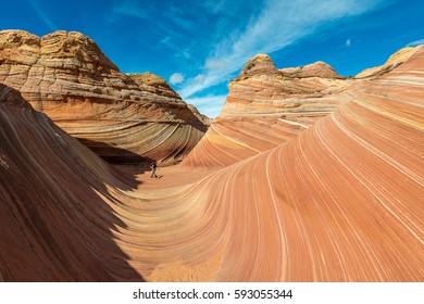 The Wave In Paria Canyon-Vermilion Cliffs Wilderness, Massive Sandstone Structures Stretched Like Taffy, And Cinnamon Color Strata Domes