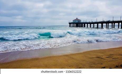 Wave And Pier In Manhattan Beach