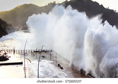 Wave In San Sebastian Donostia, Spain