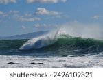 Wave splash in Sausset les Pins during a windy day, France