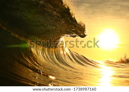 Wave at sunrise from hurricane season in Puerto Rico.