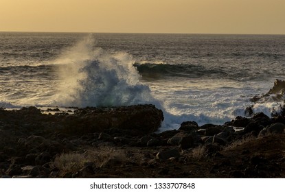 Wave in sunset