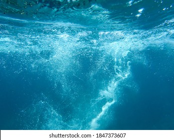 Wave Undersea, A Wave Photographed From Under The Water In A Sandy Sea, Mediterranean Sea, Background