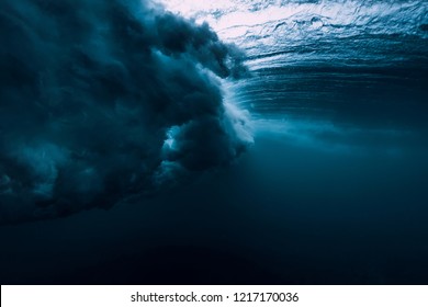 Wave underwater with air bubbles. Ocean in underwater - Powered by Shutterstock