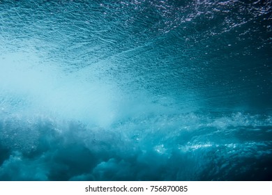 Wave underwater. Blue ocean in underwater - Shutterstock ID 756870085