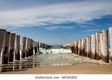 Wavebreakers at Zoutelande Beach