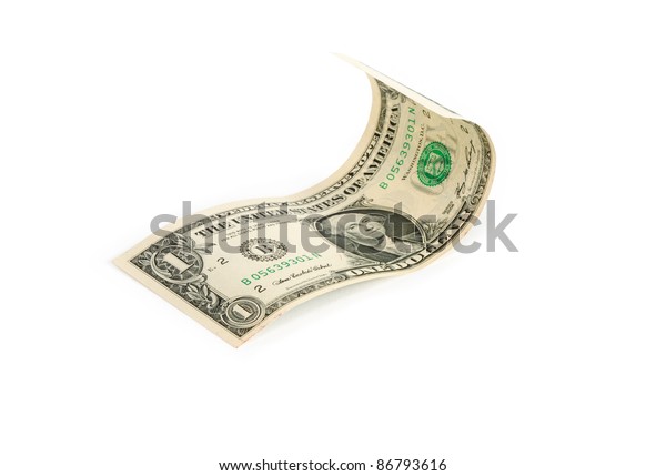 Waved One Dollar Bill On White Stock Photo 86793616 | Shutterstock