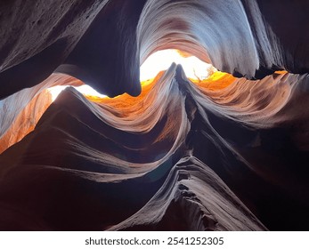 Waved rock formations in the sunlight in Slot Canyon, Utah - Powered by Shutterstock