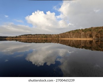 wavelike pattern by the reflection in the lake