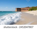 Waves and beach surf outside Fort Jefferson on Dry Tortugas National Park.