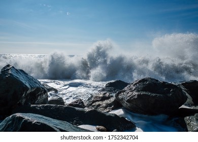 The waves beat against the rocks in the sea, the cold sea. - Powered by Shutterstock