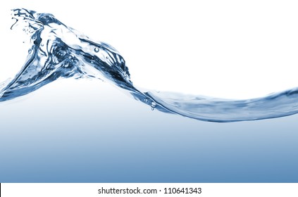 Waves Of Blue Water On White Background