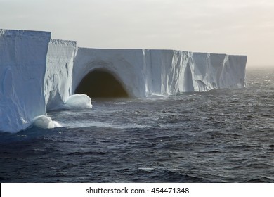 Waves Breaking On Gigantic Tabular Iceberg In The Drake Passage Near Antarctica (two Miles Long, Probably Broke Off From The Ross Ice Sheet)