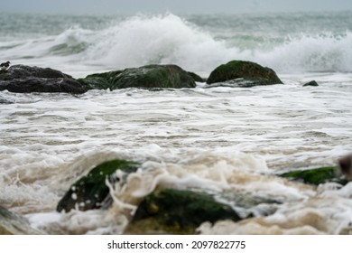 Waves Breaking Sandbanks UK December 2021