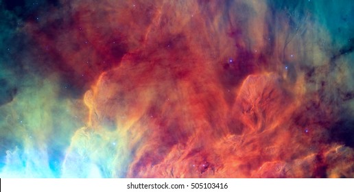 Waves breaking in the stellar Lagoon Nebula or emission nebula Messier 8. It is a giant interstellar cloud in the constellation Sagittarius. Retouched image. Elements of this image furnished by NASA.