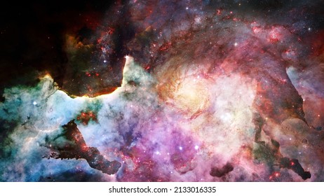 Waves Breaking In The Stellar Nebula Or Emission Nebula. Giant Interstellar Cloud. Elements Of This Image Furnished By NASA.