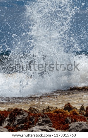 Similar – waves and splashes of sea surf and stones on the seashore in Egypt Dahab South Sinai