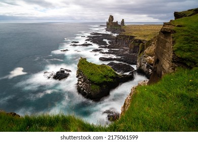 Waves Crashing Against Shore At Lóndrangar View Point