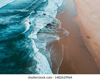 Waves crashing on portugal coastline