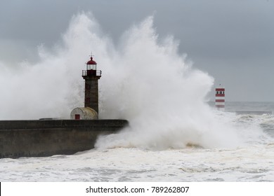 Waves Crashing Over Lighthouse Stock Photo (Edit Now) 789262813