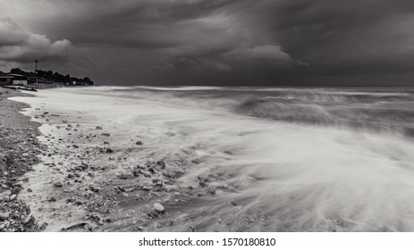 Waves During A Sirocco Storm In Autumn In Portonovo Bay