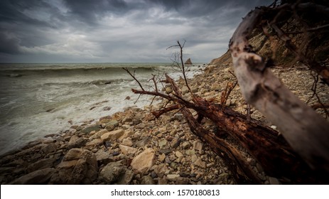 Waves During A Sirocco Storm In Autumn In Portonovo Bay