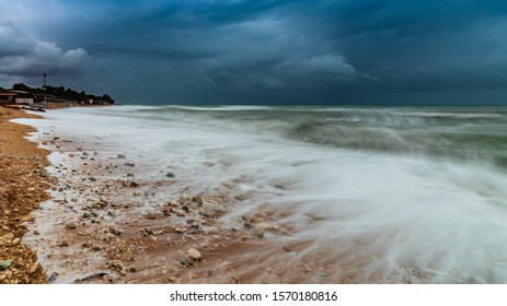 Waves During A Sirocco Storm In Autumn In Portonovo Bay