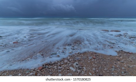 Waves During A Sirocco Storm In Autumn In Portonovo Bay