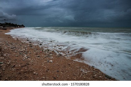 Waves During A Sirocco Storm In Autumn In Portonovo Bay