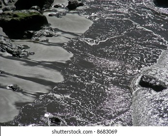 Waves flowing ashore on a smooth beach - Northern California.
