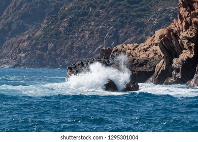 Waves Hitting The Rocks In The Gulf Of Porto, Corsica