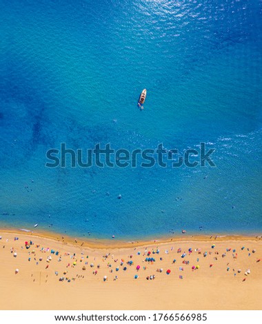 Similar – Aerial Summer View Of Clear Ocean Water Full Of Tourists