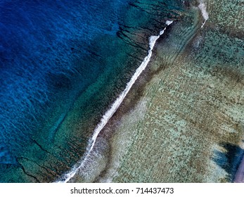 Waves On Reef Of Rarotonga Polynesia Cook Islands Aerial Landscape