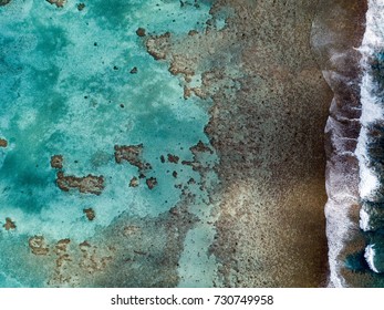 Waves On Reef Of Rarotonga Polynesia Cook Islands Aerial Landscape