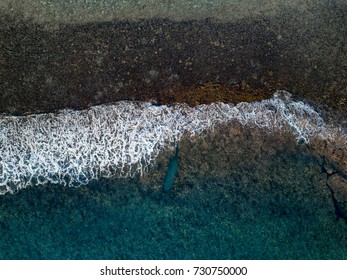 Waves On Reef Of Rarotonga Polynesia Cook Islands Aerial Landscape