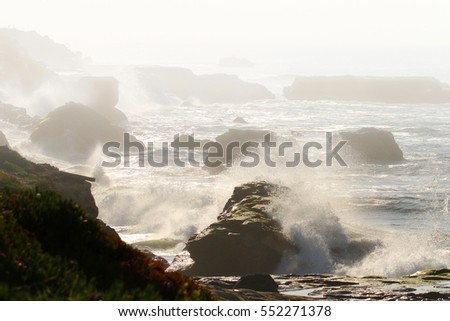 waves on rocks