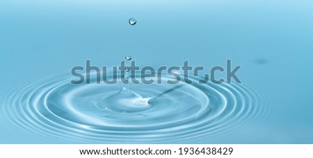 Waves on the surface of the water from a collision. Drop of water drop to the surface.