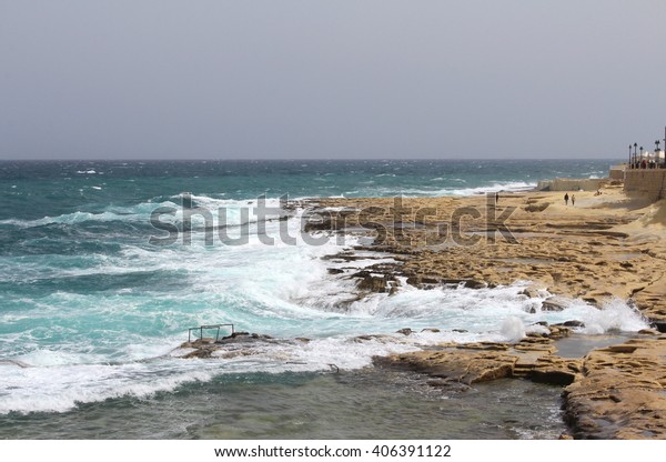 Waves Rocks Malta Stock Photo 406391122 | Shutterstock