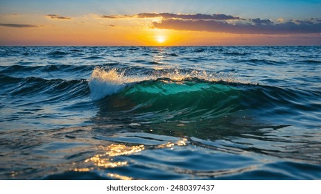 Waves in the sea and sunset - Powered by Shutterstock