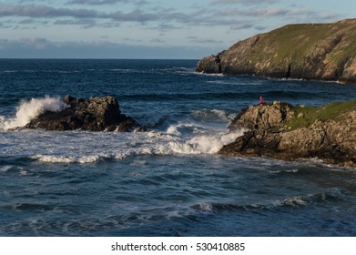 Waves striking on the stack in Cape Wrath, Scotland