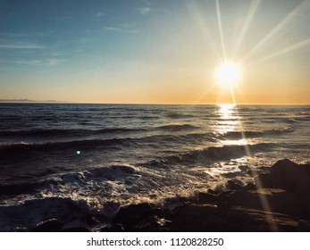 Waves at sunset