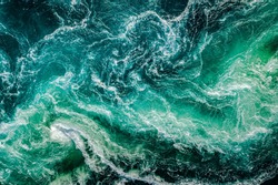 Waves Of Water Of The River And The Sea Meet Each Other During High Tide And Low Tide. Whirlpools Of The Maelstrom Of Saltstraumen, Nordland, Norway