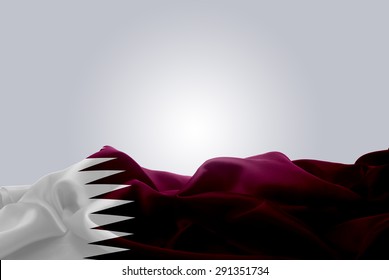 waving abstract fabric Qatar flag on Gray background
