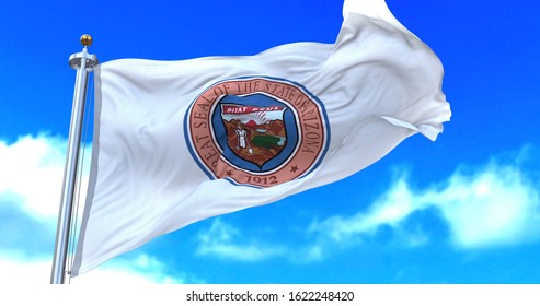 Waving Beautiful Arizona State Seal Flag.