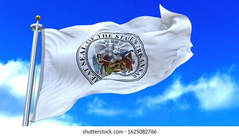 Waving Beautiful Arizona State Seal Flag.