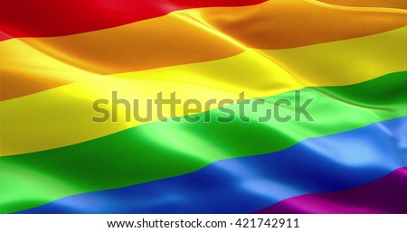 waving colorful of gay pride rainbow flag, civil right flag seamless looping 3D rendering, peace in the world concept