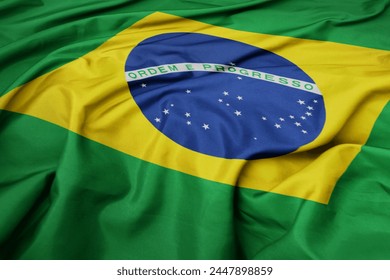 waving colorful national flag of brazil. macro shot - Powered by Shutterstock