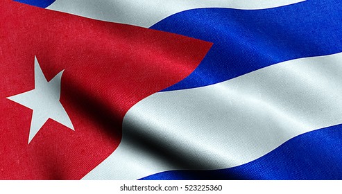 waving fabric texture of the flag of cuba, real texture color red blue and white of cuban flag, communist dictatorship concept