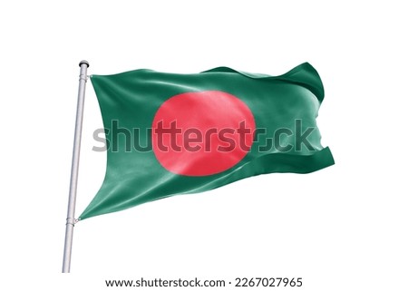 Waving flag of Bangladesh in white background. Bangladesh flag for independence day. The symbol of the state on wavy fabric.