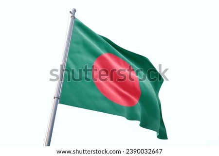 Waving flag of Bangladesh in white background. Bangladesh flag for independence day. The symbol of the state on wavy fabric.